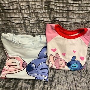 Disney Girls Pink, Light Blue & Red Stitch and Angel Tops 6/7 & 6X